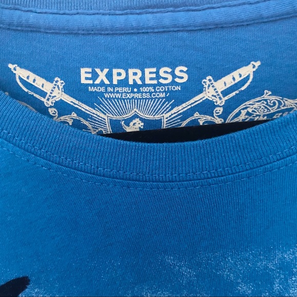 new Express ★ Flocked Graphic Night Tee ★ Cerulean - Picture 6 of 11